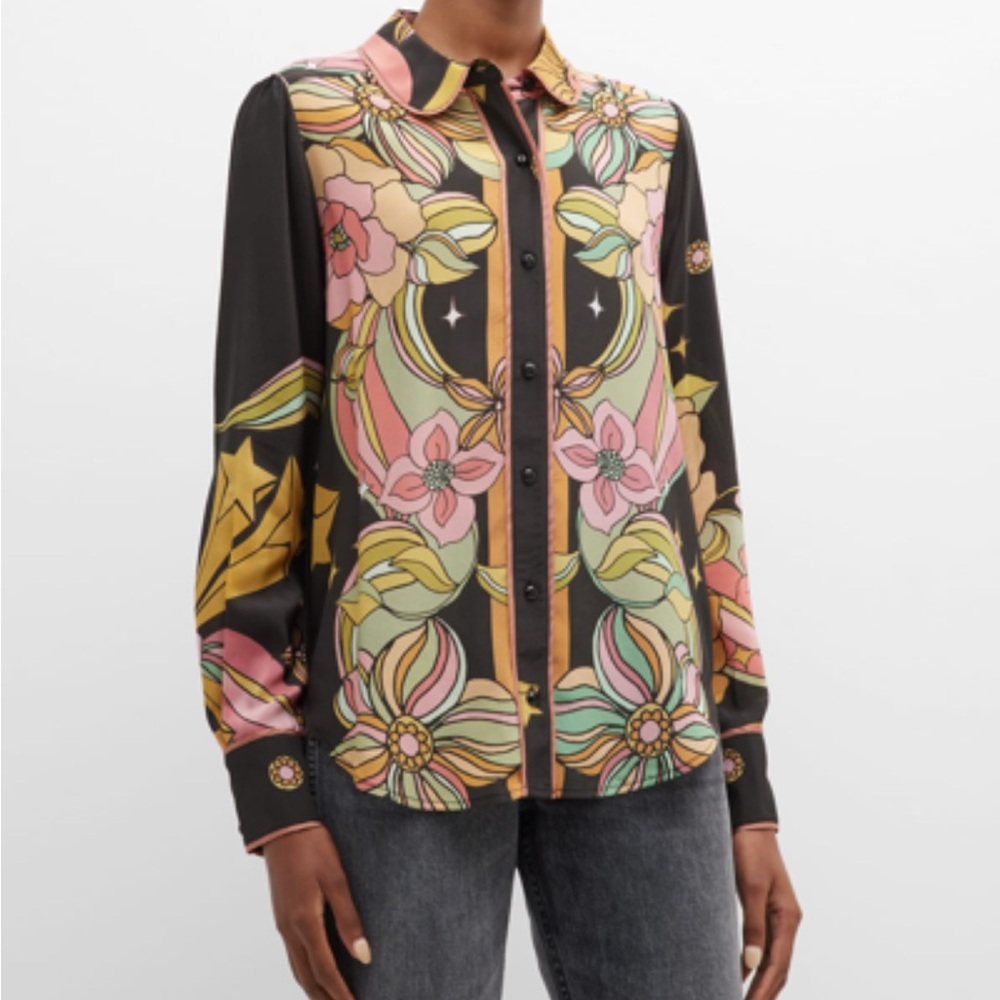 Floral Black and Pink Women's Top